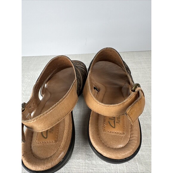 Clarks Artisan Brown‎ Tan Leather Strappy Boho Summer Sandals Women’s Sz 9.5 - Picture 12 of 14